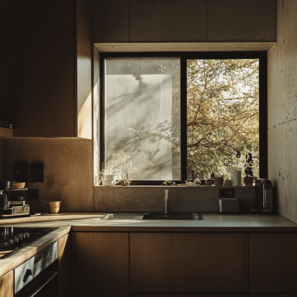 cuisine avec fenêtre au-dessus de l'évier